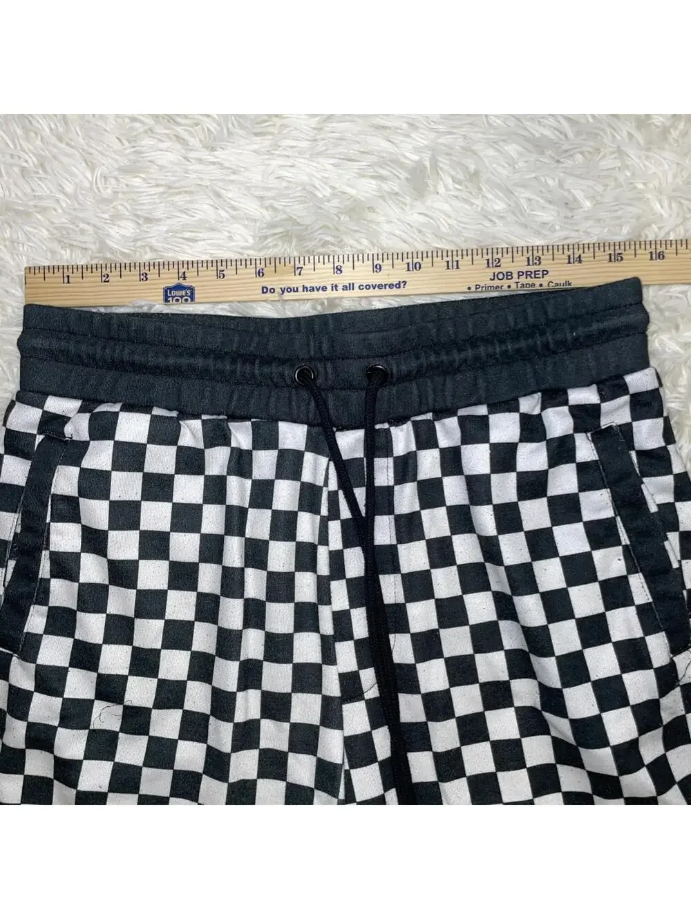 Forever 21 Men’s  Black & White Cotton Regular Fit Checkered Drawstring Shorts L
